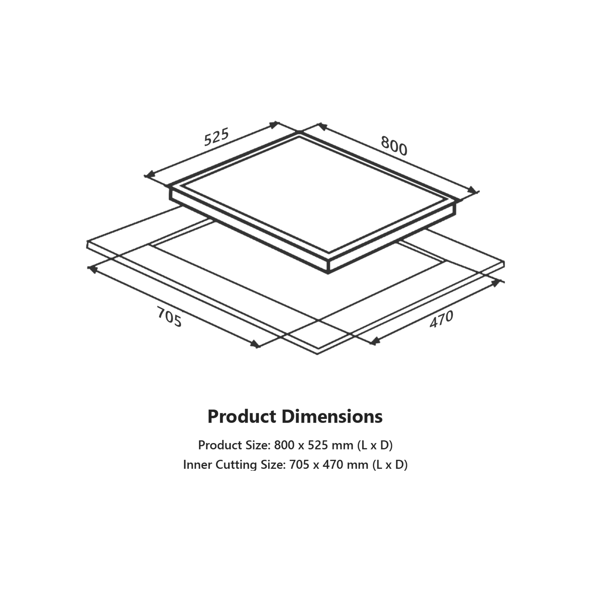 PRS 804- 4 Burners Built-in Hob, Digital Timer, 8mm Thick Premium Frosted Black Glass: Dimensions and installation